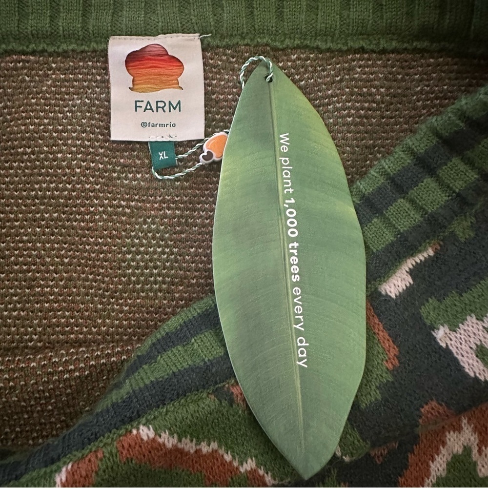 Farm Rio Green Brown knit size XL NWT pineapple ikat sweater mini skirt - Picture 4 of 9